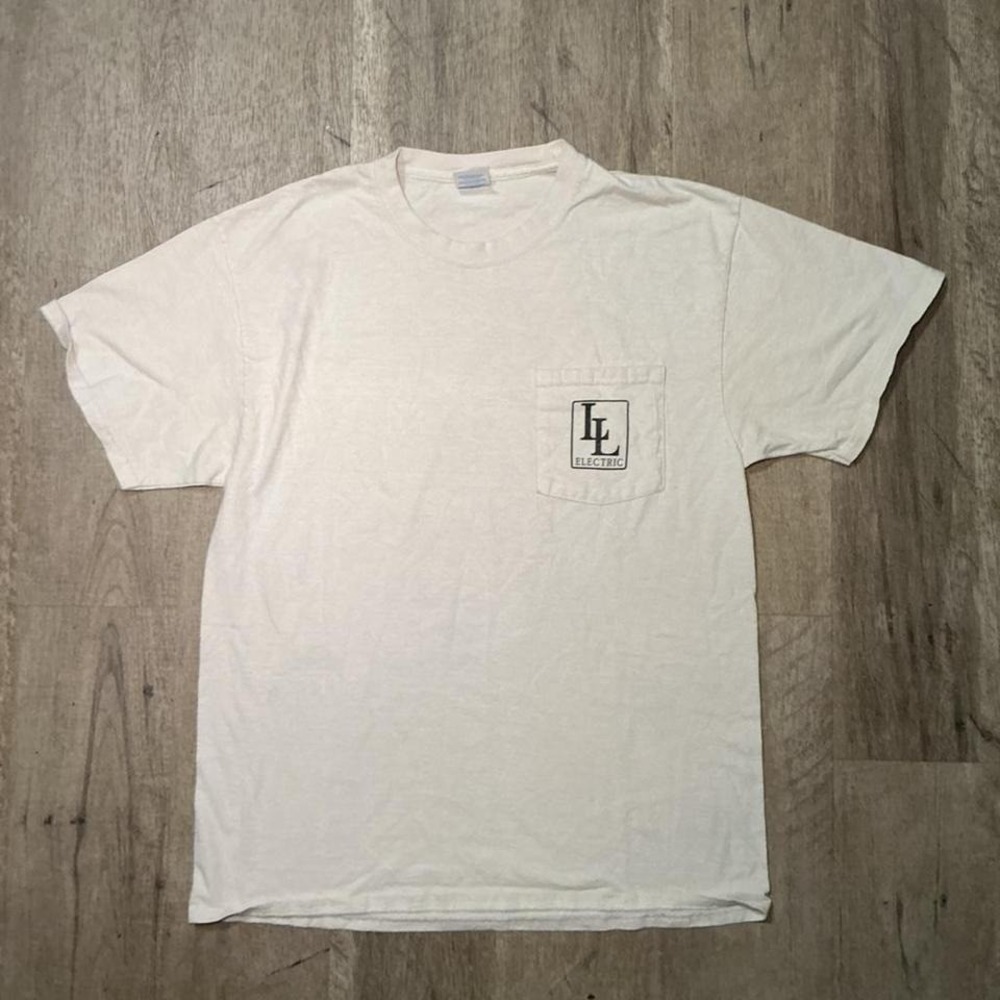 LL Electric White Graphic Pocket Tee T-Shirt Size L Streetwear Vintage